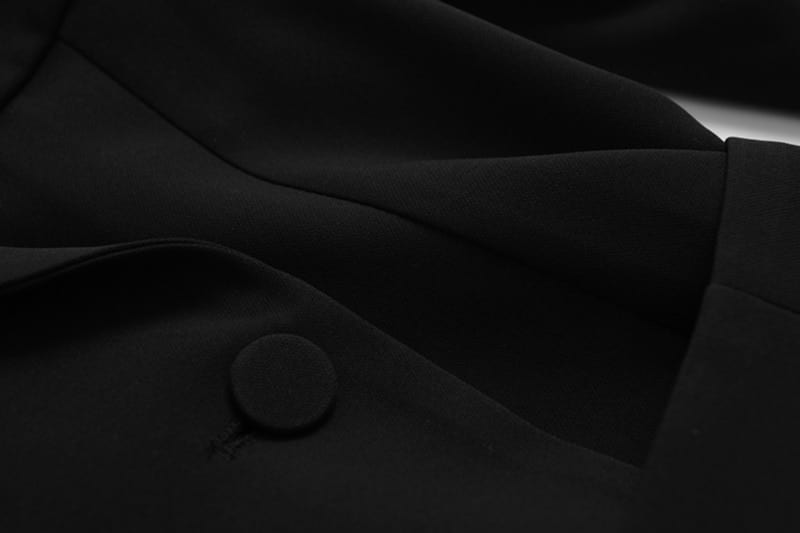 Black Irregular Lapel Long Sleeve Loose Button Dress in Dresses