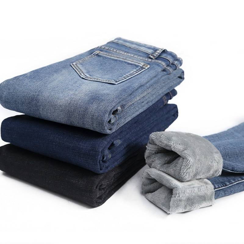 Winter velvet high waist skinny jeans