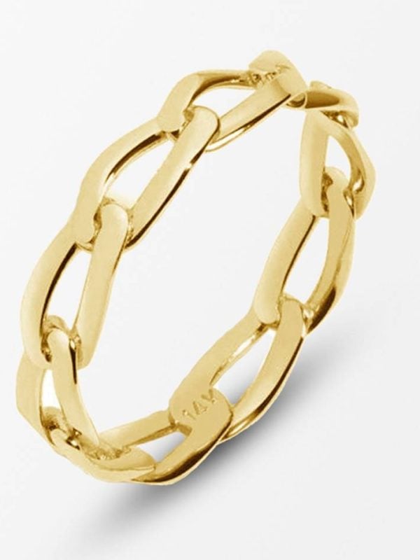 Silver gold plated chunky chain simple ring