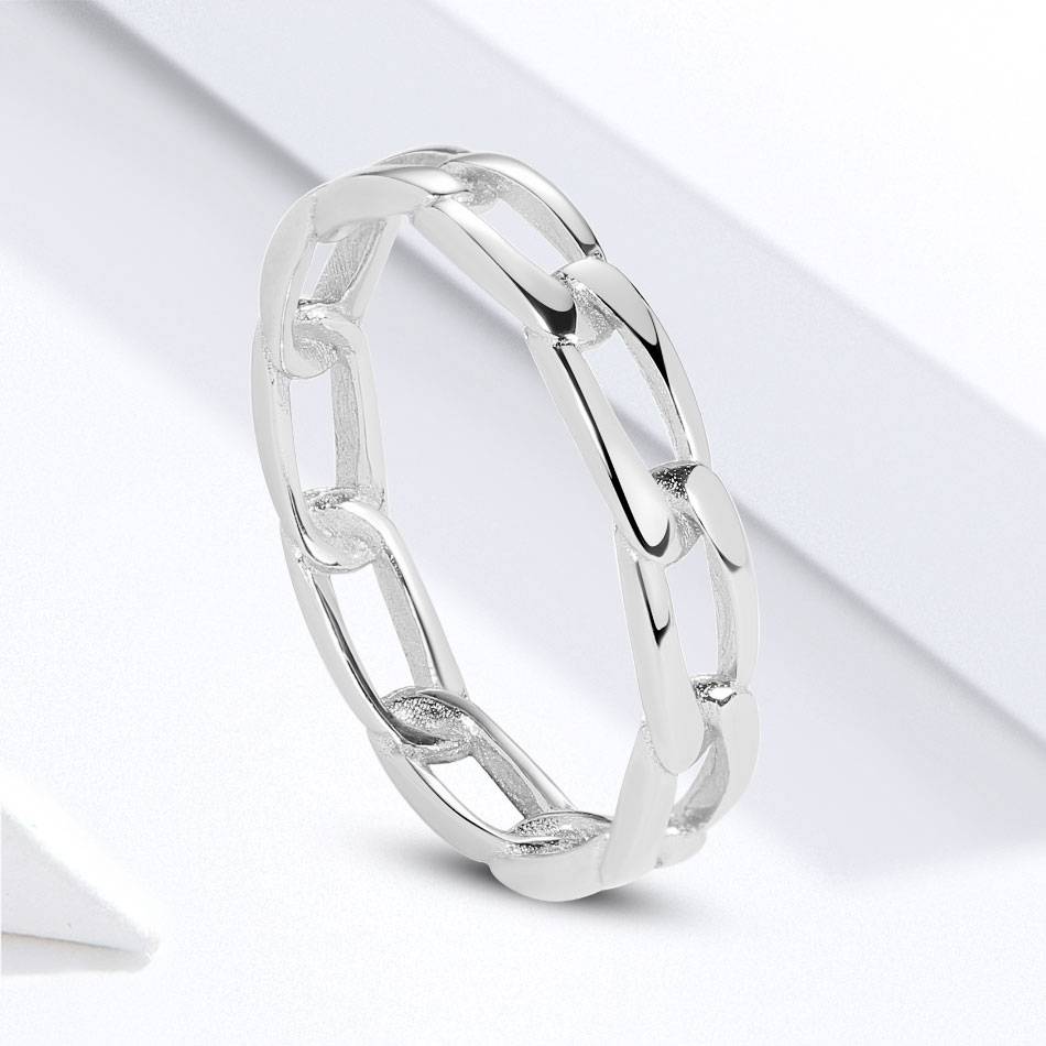 Silver gold plated chunky chain simple ring