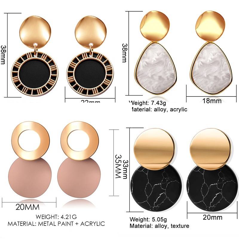 Geometric gold drop earrings