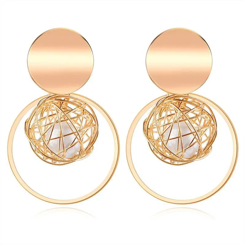 Geometric gold drop earrings
