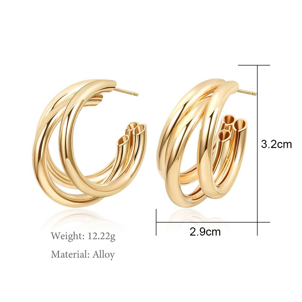 Geometry metal gold retro drop earrings