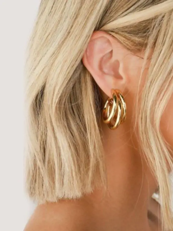 Geometry metal gold retro drop earrings