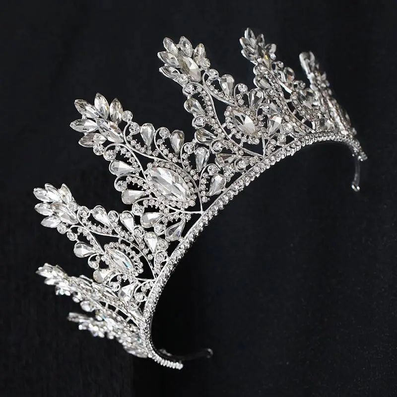 Big drop crystal rhinestone wedding diadem queen tiara crown headband