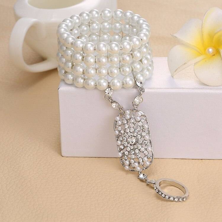 Great gatsby pearl bracelet bridal bridesmaid jewelry