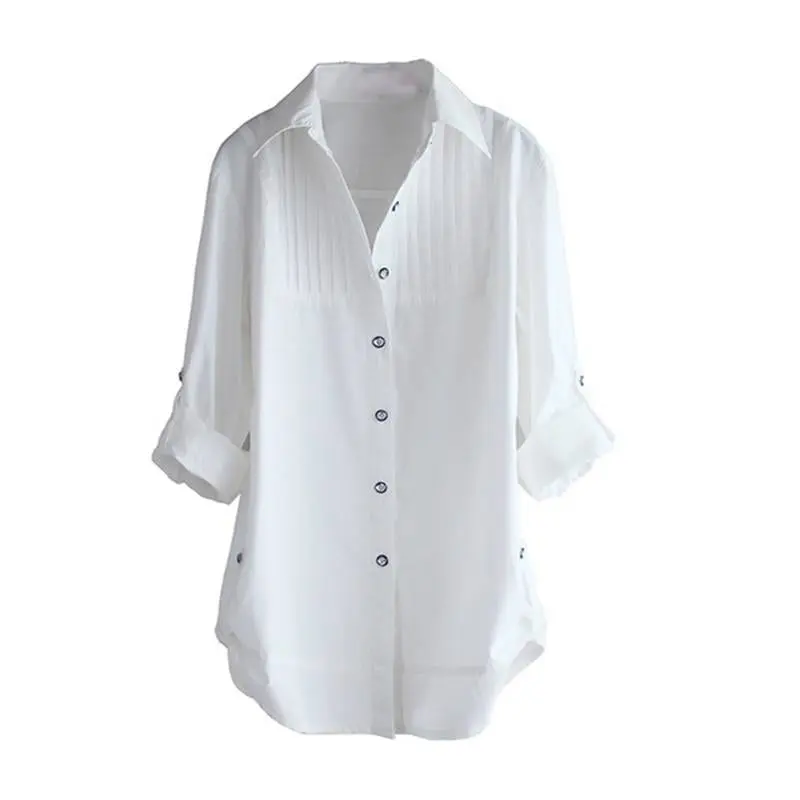 Long sleeve white blouse elegant office shirt