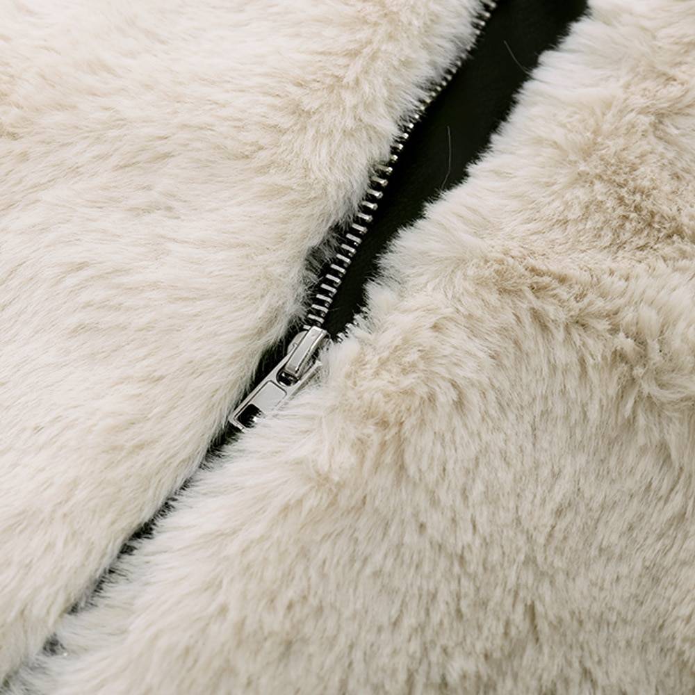 Mixed fur warm zipper coat jacket
