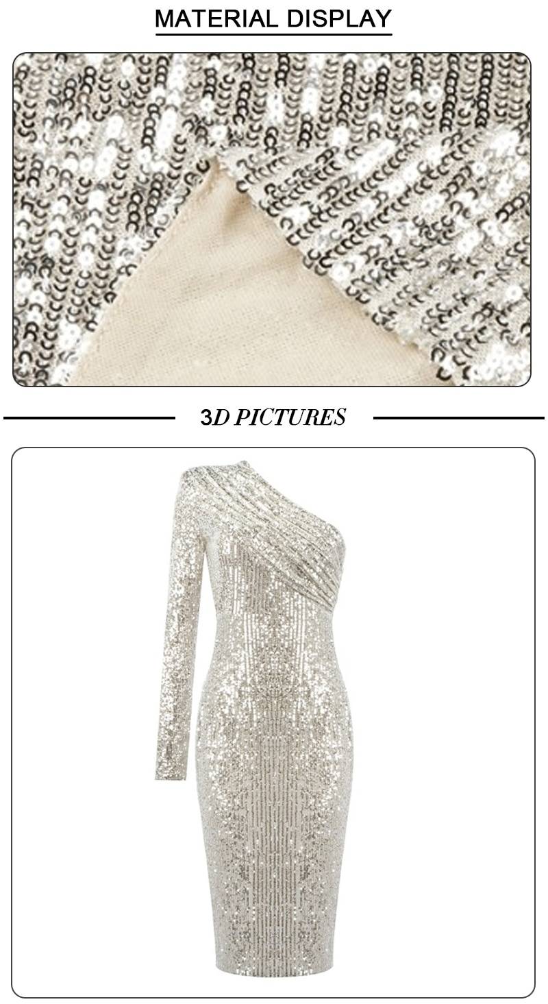 One shoulder sparkle sequin patchwork dress