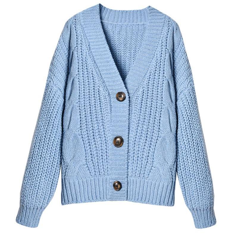 V Neck Long Sleeve Short Knitted Cardigan Sweater - Sweaters - Uniqistic.com