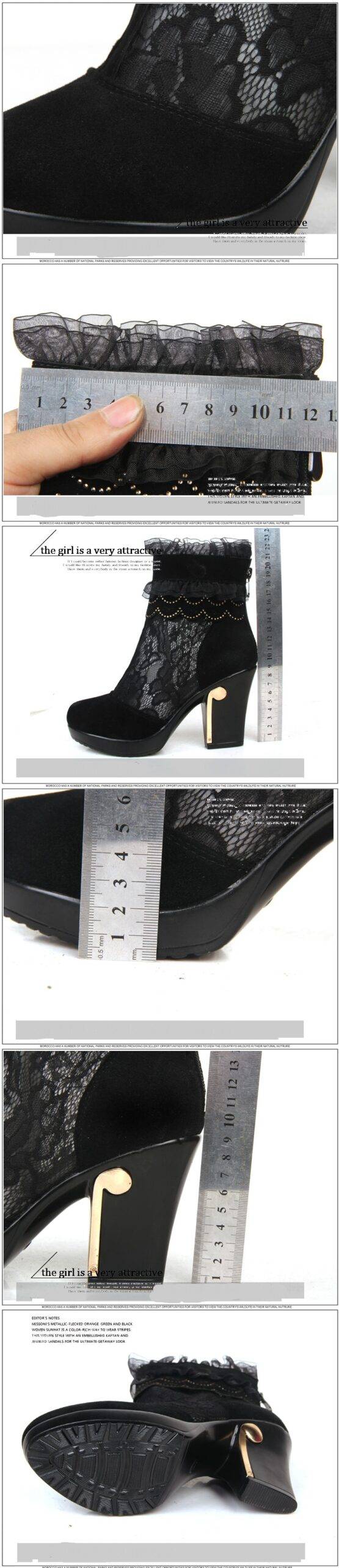 Genuine Leather High-Heeled Lace Ankle Boots in Women's Boots
