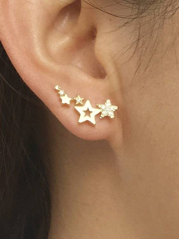 Shiny White Zircon Simple Star Women Drop Earrings in Earrings