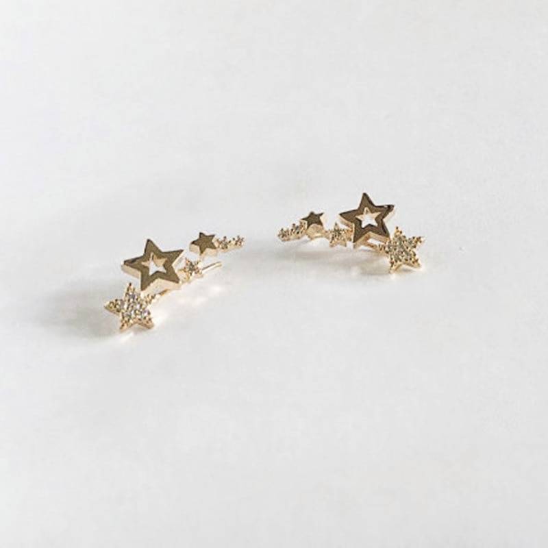 Shiny white zircon simple star women drop earrings