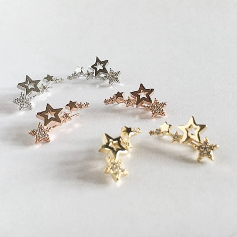 Shiny White Zircon Simple Star Women Drop Earrings in Earrings