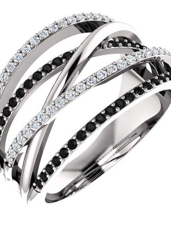 Twist Ethnic Style With Black And White Stone Women Finger Ring in Rings