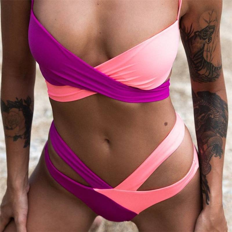 Brazilian Push Up Bandage Neon High Cut Bikini in Swimsuits