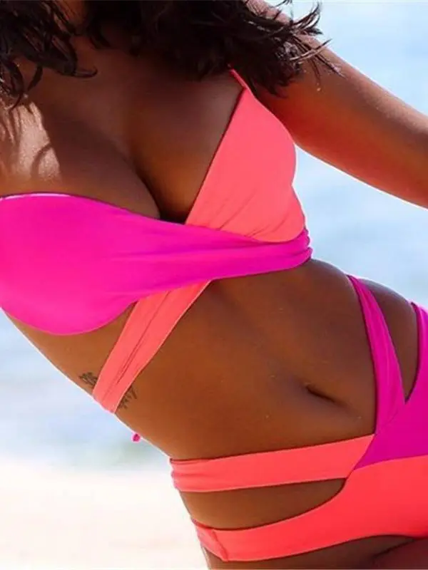 Brazilian push up bandage neon high cut bikini