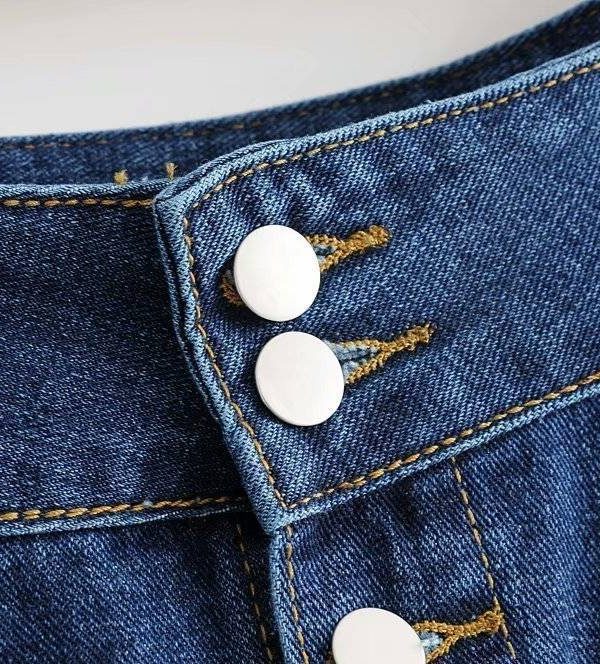 Vintage Single Breated Button Denim High Waist Midi Skirt in Skirts