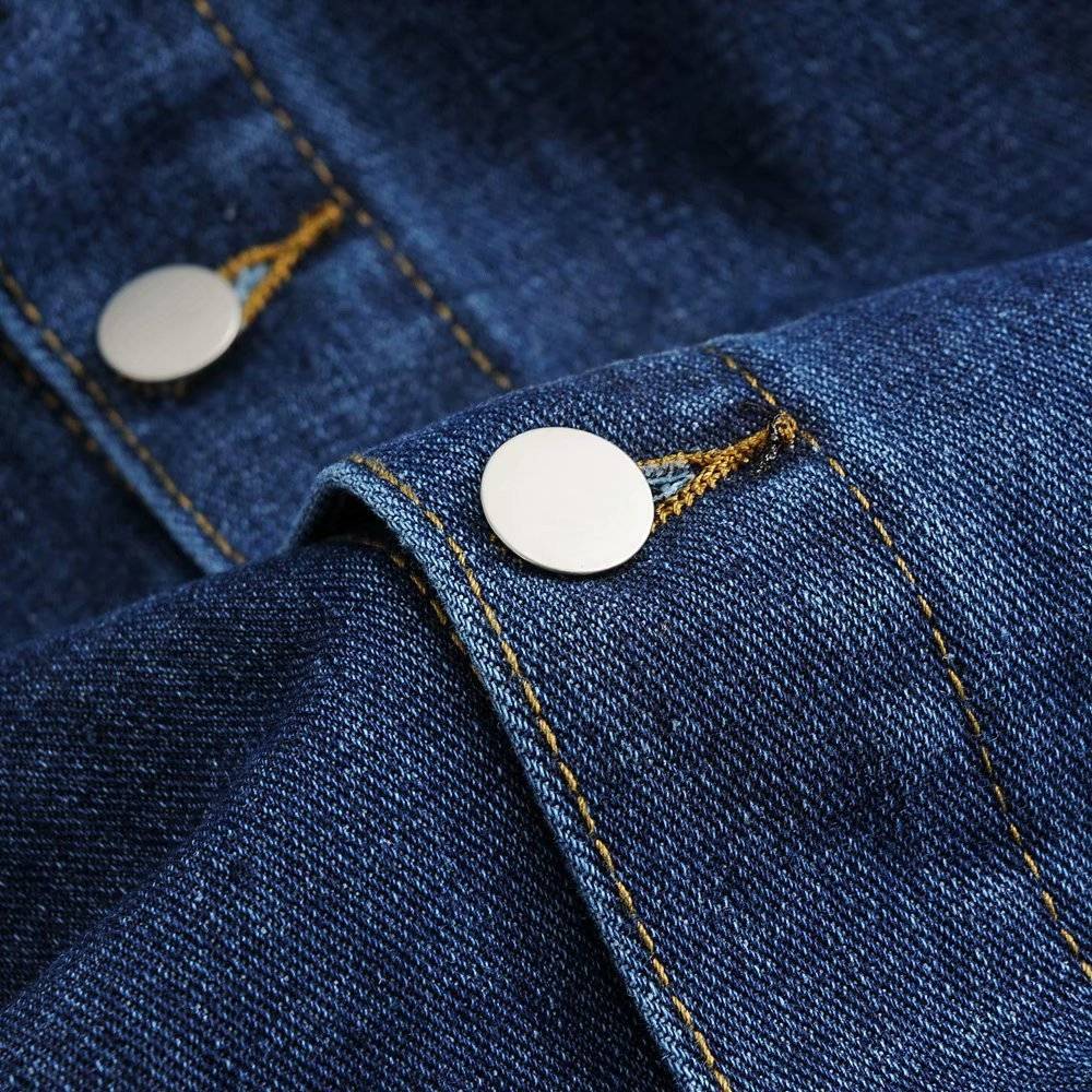 Vintage Single Breated Button Denim High Waist Midi Skirt | Uniqistic.com