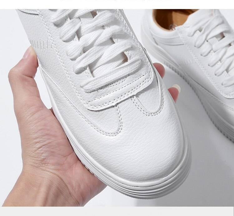 White split leather women chunky sneakers