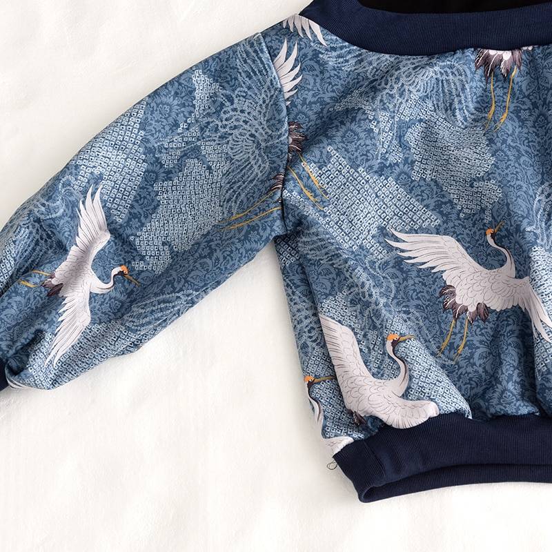 High collar long sleeve pattern printed loose sweatshirt