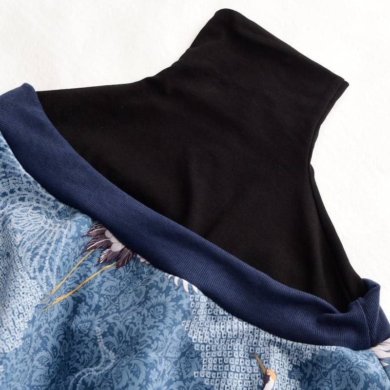 High collar long sleeve pattern printed loose sweatshirt