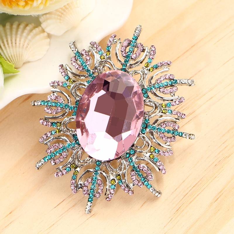 Vintage gold brooch pins crystals pearl flower brooch wedding accessories