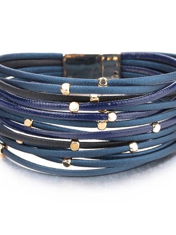 Metal Beads Genuine Leather Bracelet For Women in Bracelet & Anklets