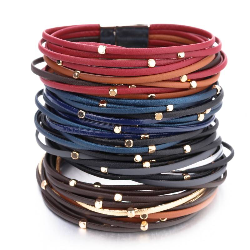 Metal Beads Genuine Leather Bracelet For Women in Bracelet & Anklets