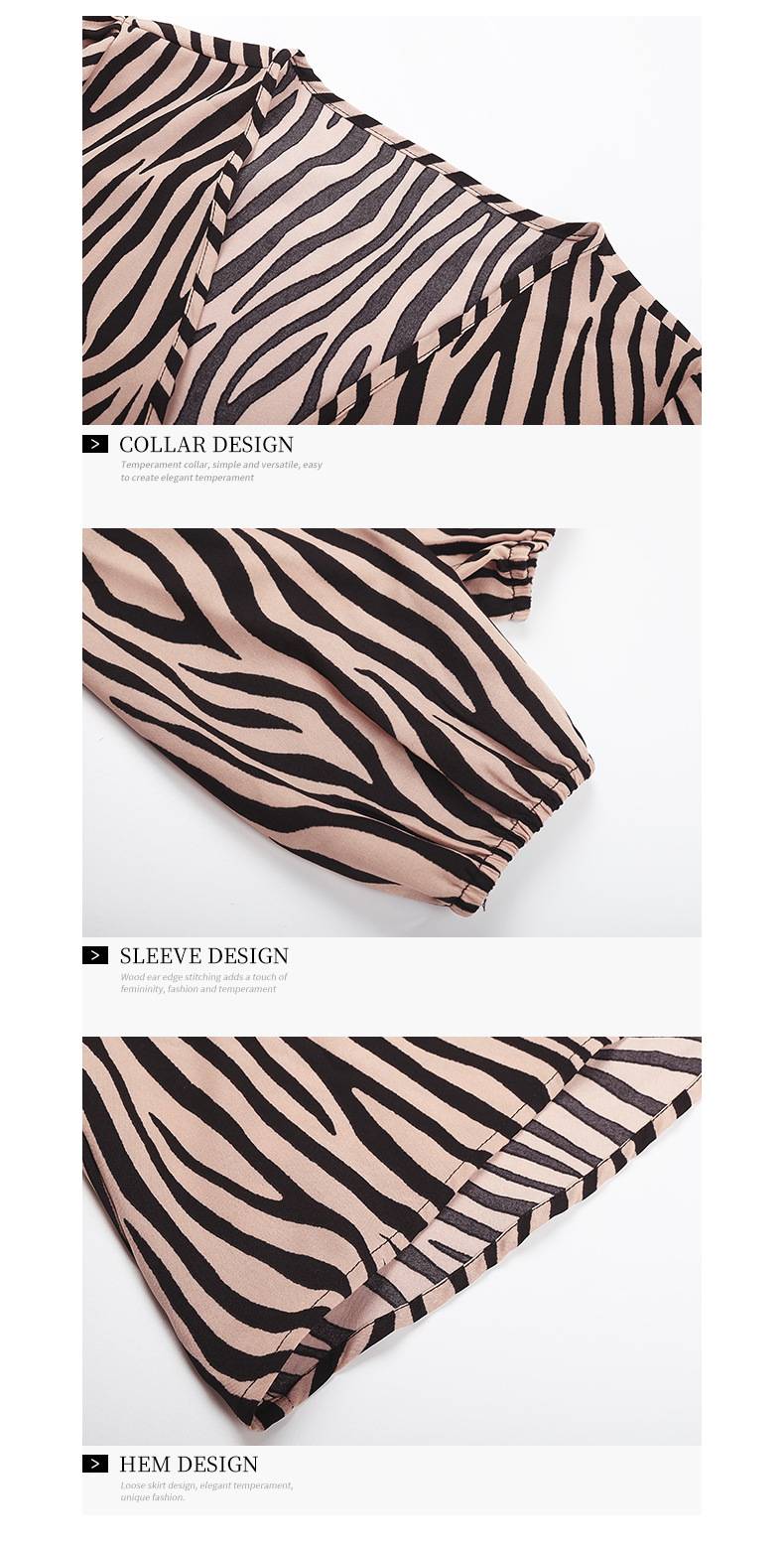 Wrap Long Sleeve Zebra Stripes Office Elegant Midi Dress - Dresses - Uniqistic.com
