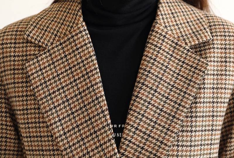 Vintage Houndstooth Sashes Double-Breasted Plaid Suit Jacket in Coats & Jackets