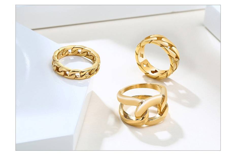Gold Cuban Chain Ring in Rings