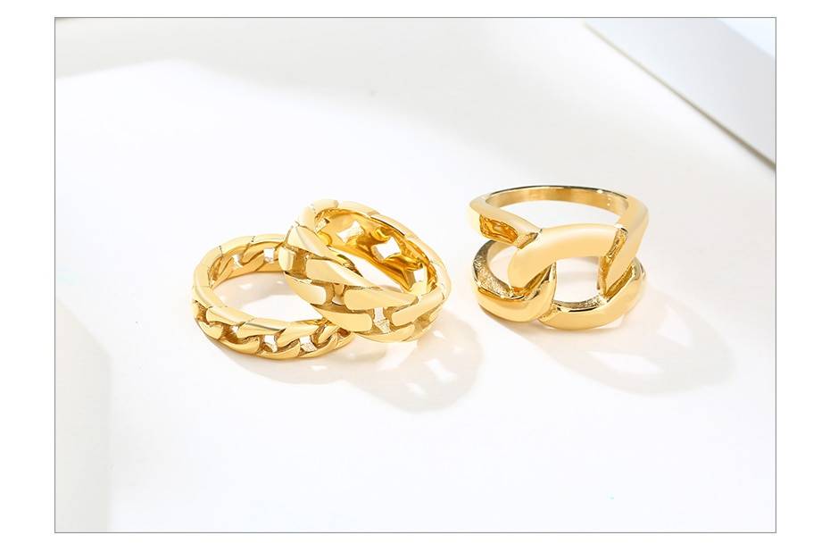 Gold Cuban Chain Ring in Rings