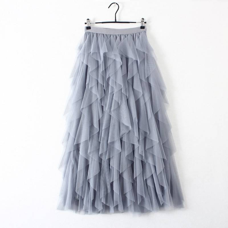 Pink Tulle High Waist Pleated Maxi Skirt | Uniqistic.com