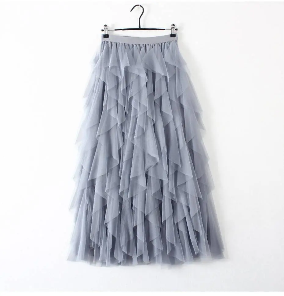 Pink Tulle High Waist Pleated Maxi Skirt - Skirts - Uniqistic.com