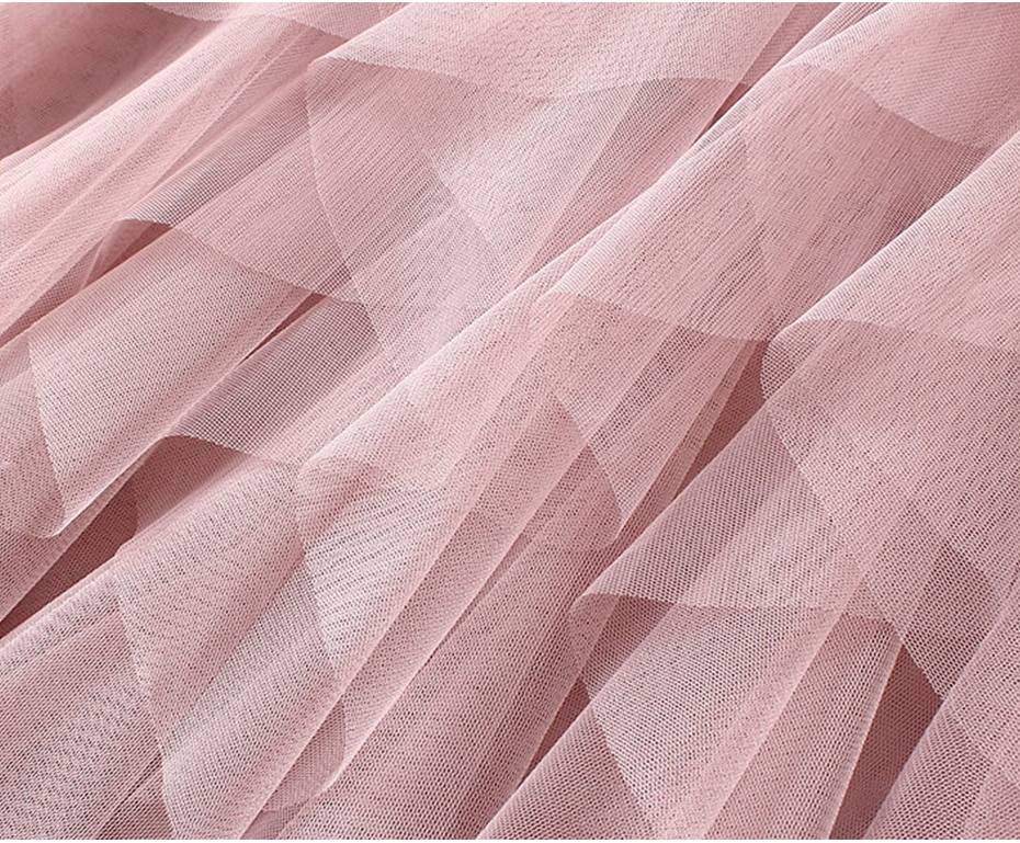 Pink Tulle High Waist Pleated Maxi Skirt in Skirts