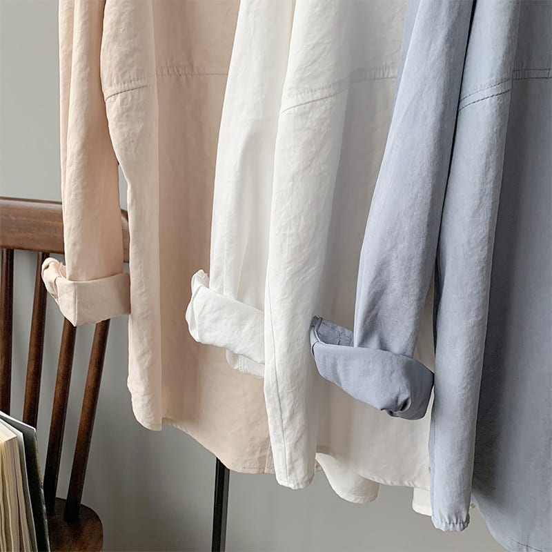 Turn-Down Collar Loose White Shirt - Blouses & Shirts - Uniqistic.com