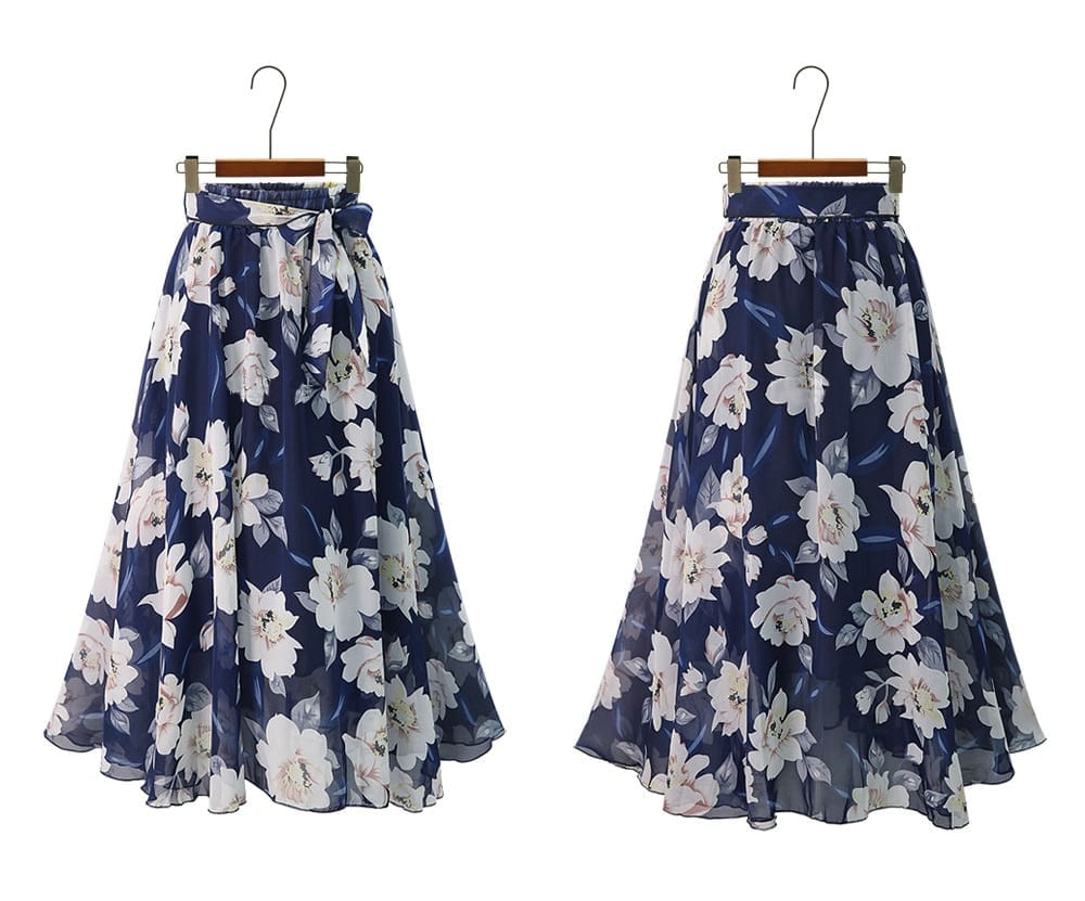 Bow Saia Midi Lining Print Floral Skirt in Skirts