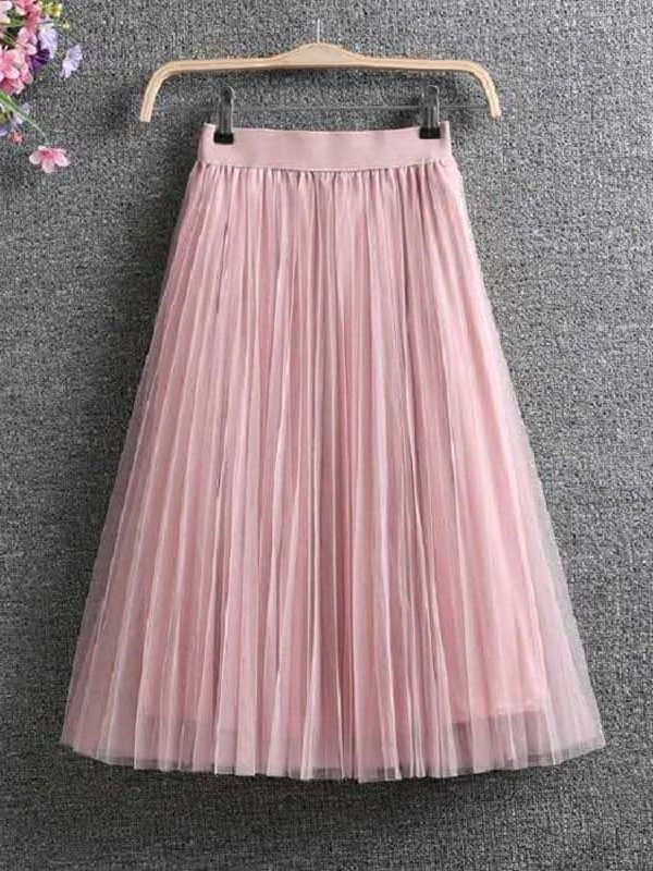 Elastic High Waist Pleated Midi Skirt | Uniqistic.com