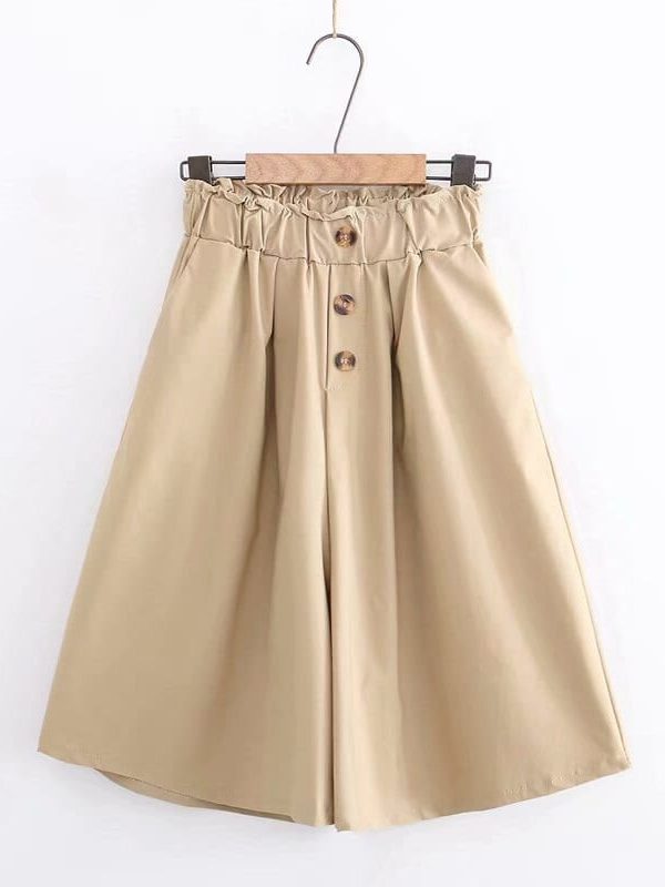 Summer Korean Style Cotton Wide Leg Capris Short Pants in Shorts