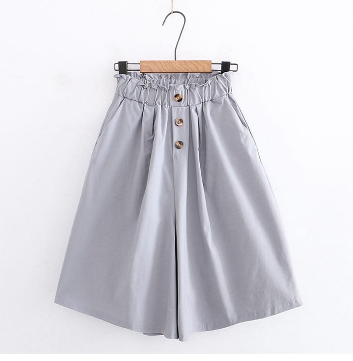 Summer Korean Style Cotton Wide Leg Capris Short Pants in Shorts