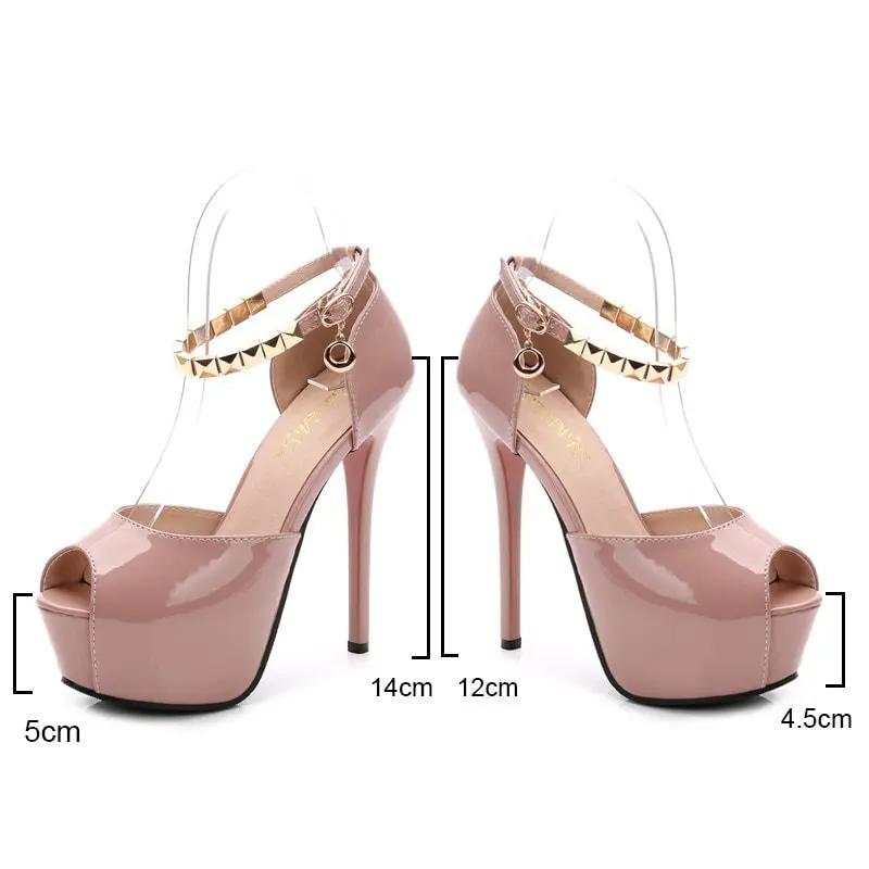 Peep toe platform high heels pumps 14 cm heels