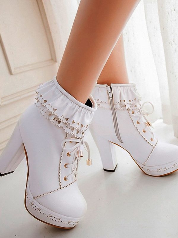 Lace Lolita Platform High Heels Boots - Women's Boots - Uniqistic.com