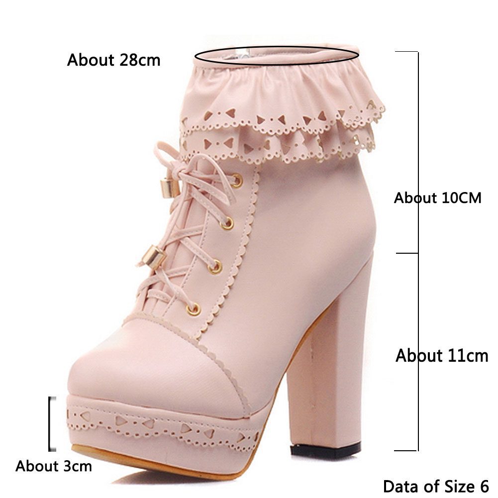Lace lolita platform high heels boots