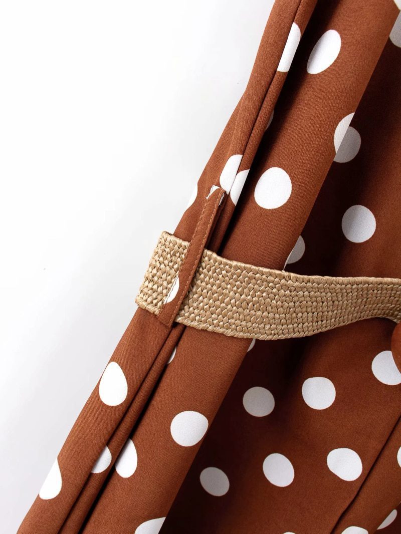 Elegant Vintage Polka Dot Jumpsuit With Belt in Jumpsuits & Rompers