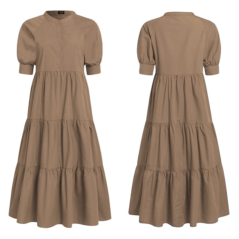 Vintage Half Lantern Sleeve Shirt Dress in Dresses