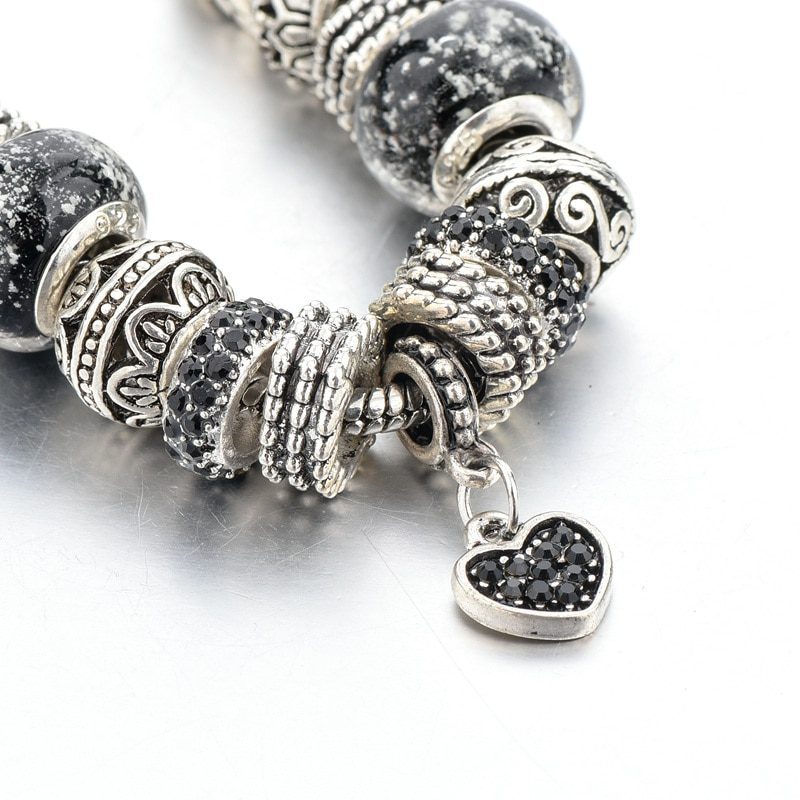 Black heart zircon crystal bracelet jewelry