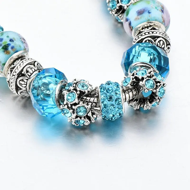 Trendy Blue Flower Bead Bracelet in Bracelet & Anklets
