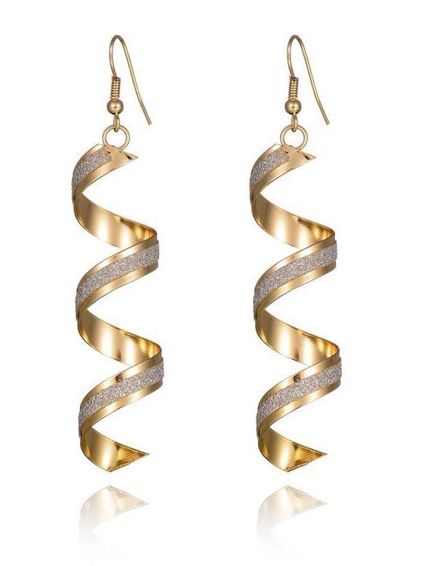 Spiral Curved Punk Crystal Statement Wave Design Long Drop Earring in Earrings