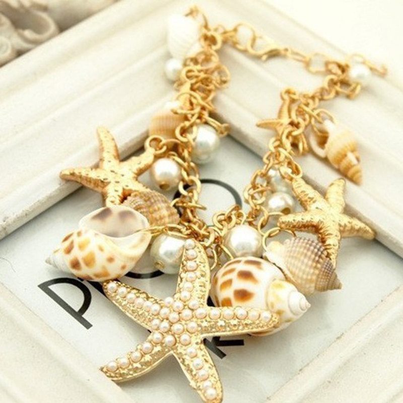 Choker Chain Statement Beach Shine Starfish Shell Necklace - Necklaces - Uniqistic.com